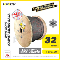 Wire Rope / Kawat Seling Baja 6x37 IWRC 32mm Ungalv POWERTEC - 1 Meter