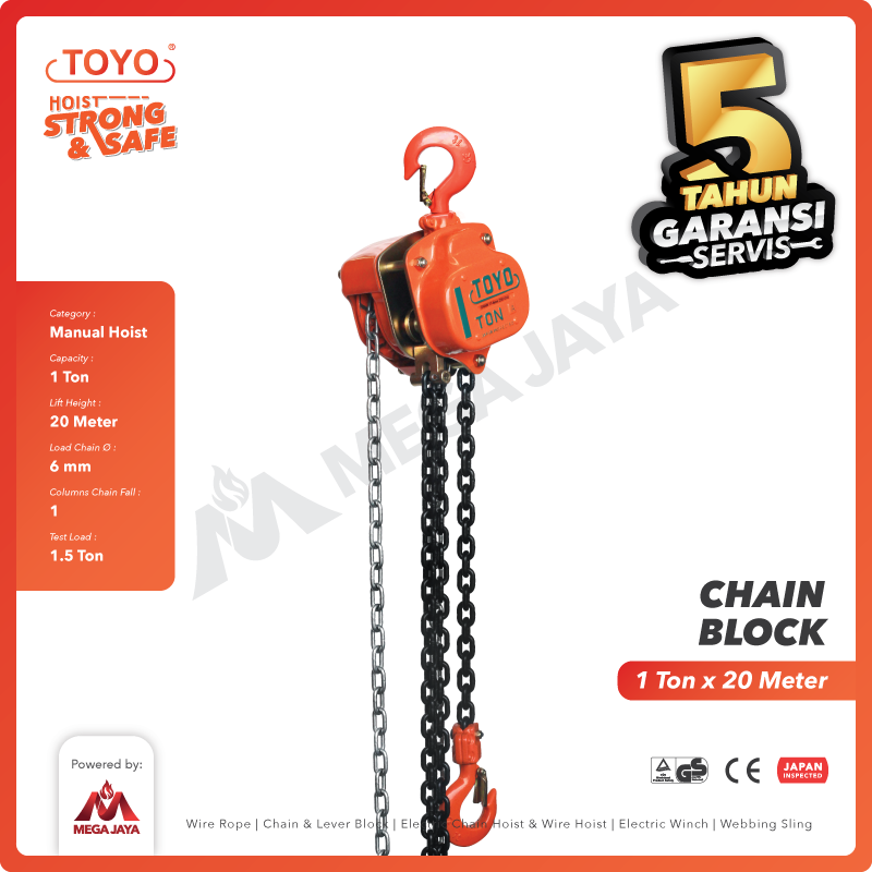 Chain Block / Takel 1 Ton x 20 Meter TOYO