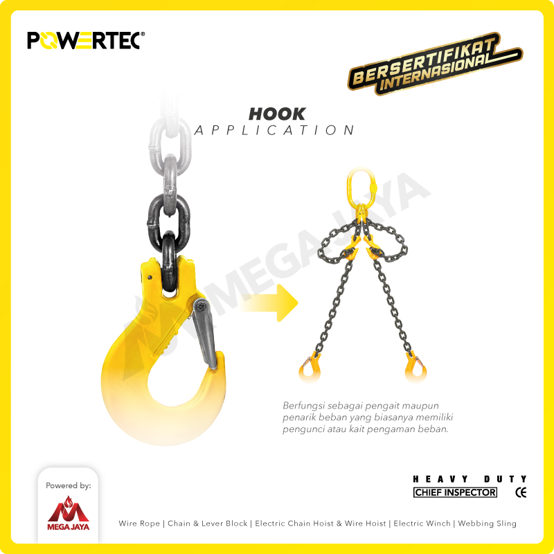 Swivel Self-Locking Hook 10mm - 3.2 Ton POWERTEC