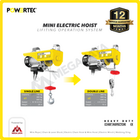 Mini Electric Hoist / Katrol Listrik 300/600 Kg x 20 Meter POWERTEC