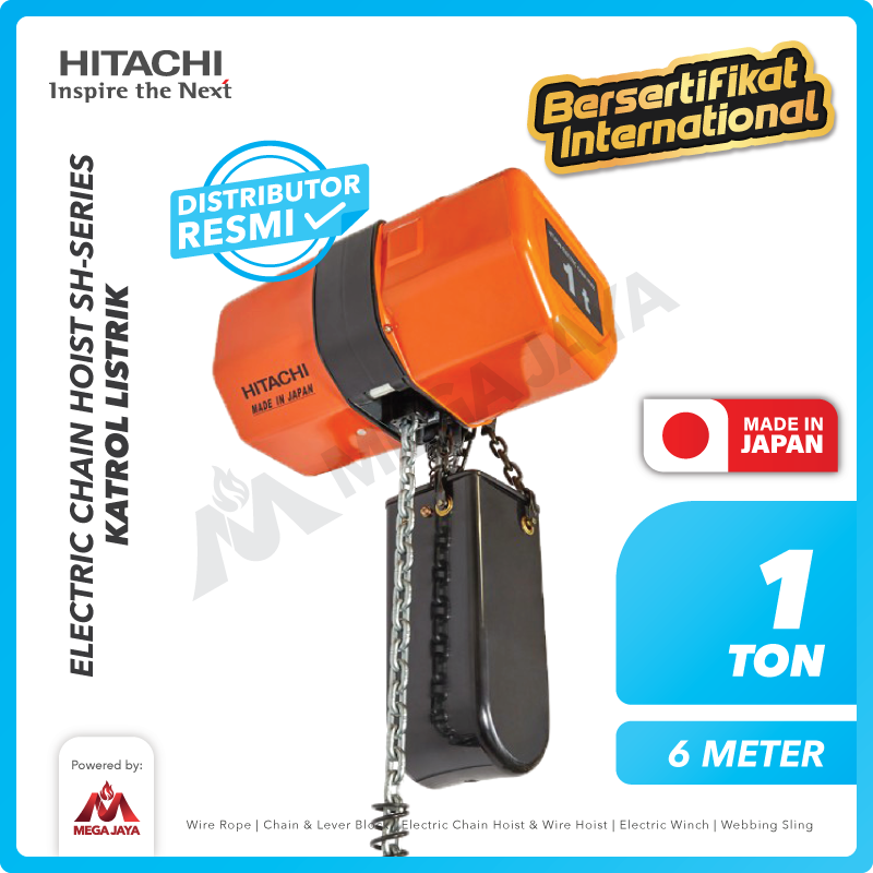 Electric Chain Hoist 1 Ton x 6 Meter 3F SH Series HITACHI