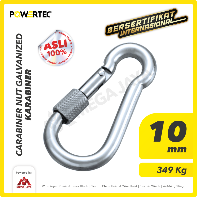 Carabiner / Karabiner Nut Galvanized 10 mm POWERTEC
