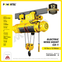 Electric Wire Rope Hoist 10 Ton  x 12 Meter 3 Phase CD-1 POWERTEC
