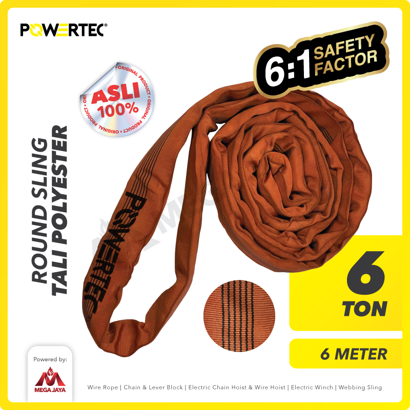 Round Sling / Roundsling 6 Ton  x 6 Meter POWERTEC Double Jacket