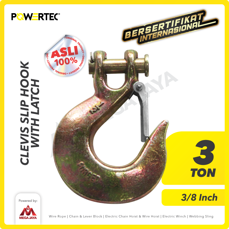 Clevis Slip Hook with Latch 3/8" POWERTEC