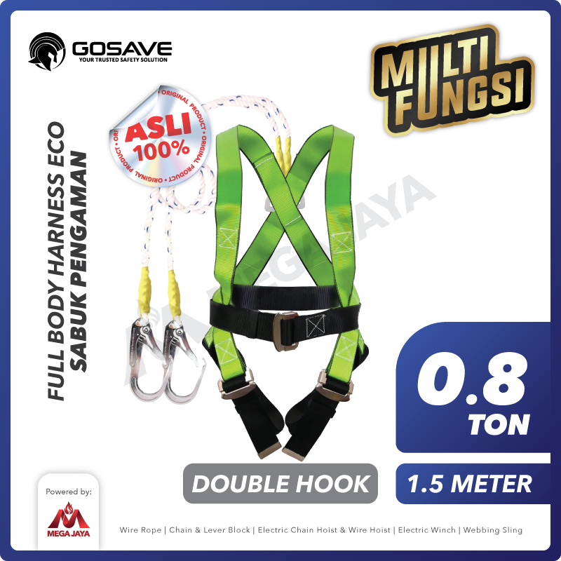Full Body Harness ECO Sabuk Pengaman Safety Belt Double Hook GOSAVE