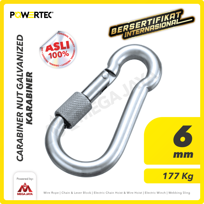 Carabiner / Karabiner Nut Galvanized 6 mm POWERTEC