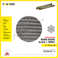 Wire Rope / Kawat Seling Baja 6x36 IWRC 8mm Ungalv POWERTEC - 1 Meter