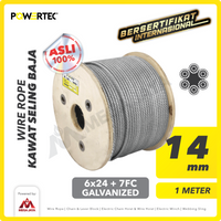 Wire Rope / Kawat Seling Baja 6x24 7FC 14mm Galv POWERTEC - 1 Meter