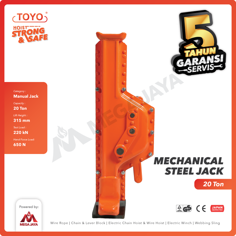 Mechanical Steel Jack / Dongkrak Kereta 20 Ton TOYO