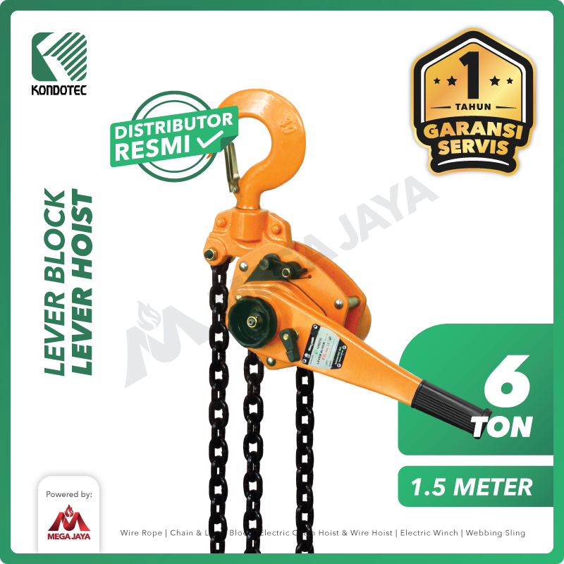 Lever Block / Lever Hoist 6 Ton x 1.5 Meter KONDOTEC