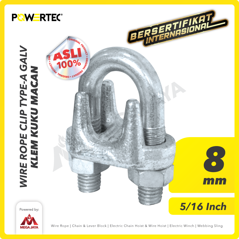 Wire Rope Clip / Klem Seling Kuku Macan Galv 8mm Bulldog POWERTEC