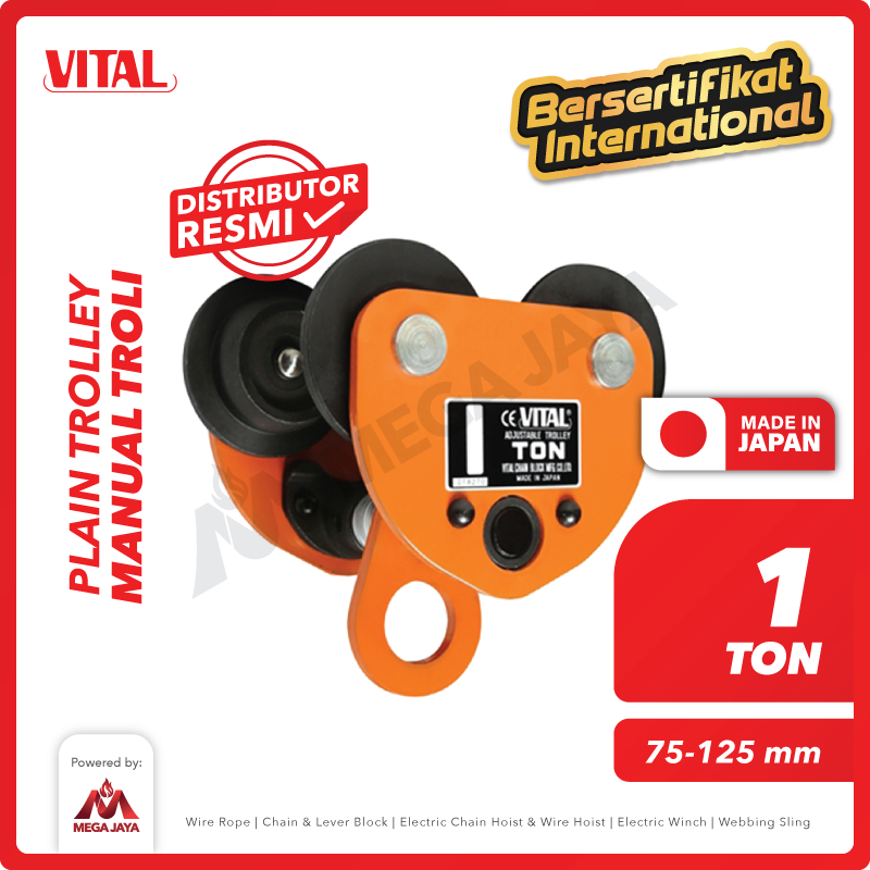 Plain Trolley / Manual Troli 1 Ton VITAL