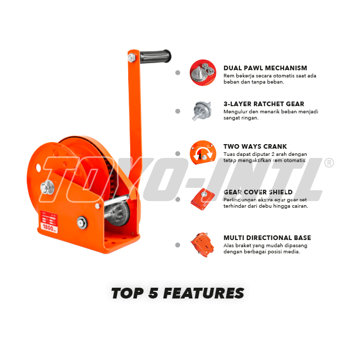 Hand Winch Auto-Brake 1200 Lbs (Body Only)