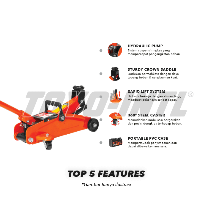 Hydraulic Floor Jack Toyo 3 T (Double Pump, Low Profile)