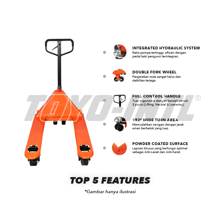 Hydraulic Truck Hand Pallet 3 Ton Toyo(PU Wheel) 685Milimeter x 1220Milimeter