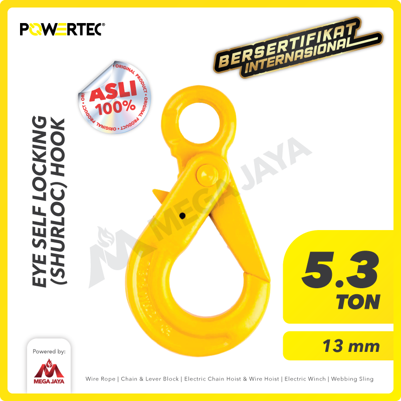 Eye Self-Locking Hook 13mm - 5.3 Ton POWERTEC