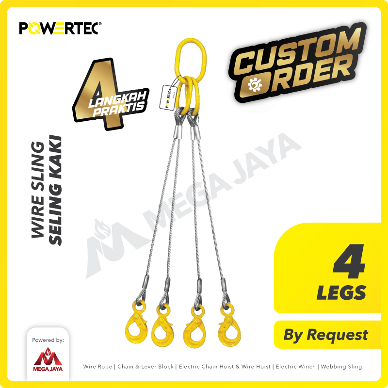 Wire Sling 4 Legs / Seling 4 kaki POWERTEC - Custom Order
