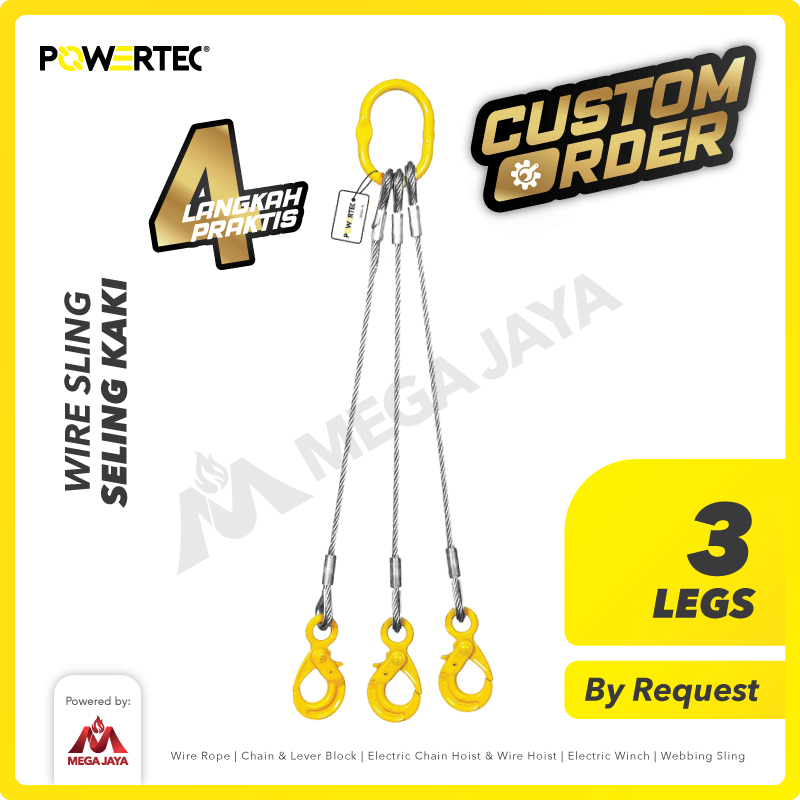 Wire Sling 3 Legs / Seling 3 kaki POWERTEC - Custom Order