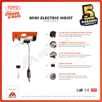 Mini Electric Hoist / Katrol Listrik 150/300 Kg x 20 Meter TOYO