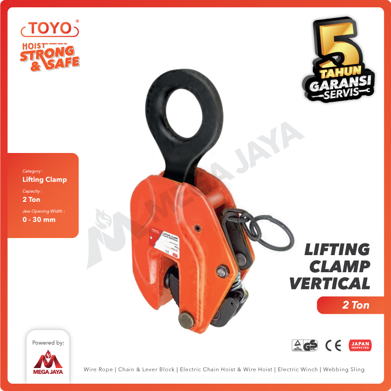 Vertical Lifting Clamp 2 Ton TOYO