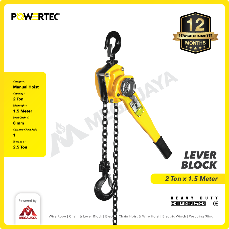 Lever Block / Lever Hoist 2 Ton x 1.5 Meter POWERTEC