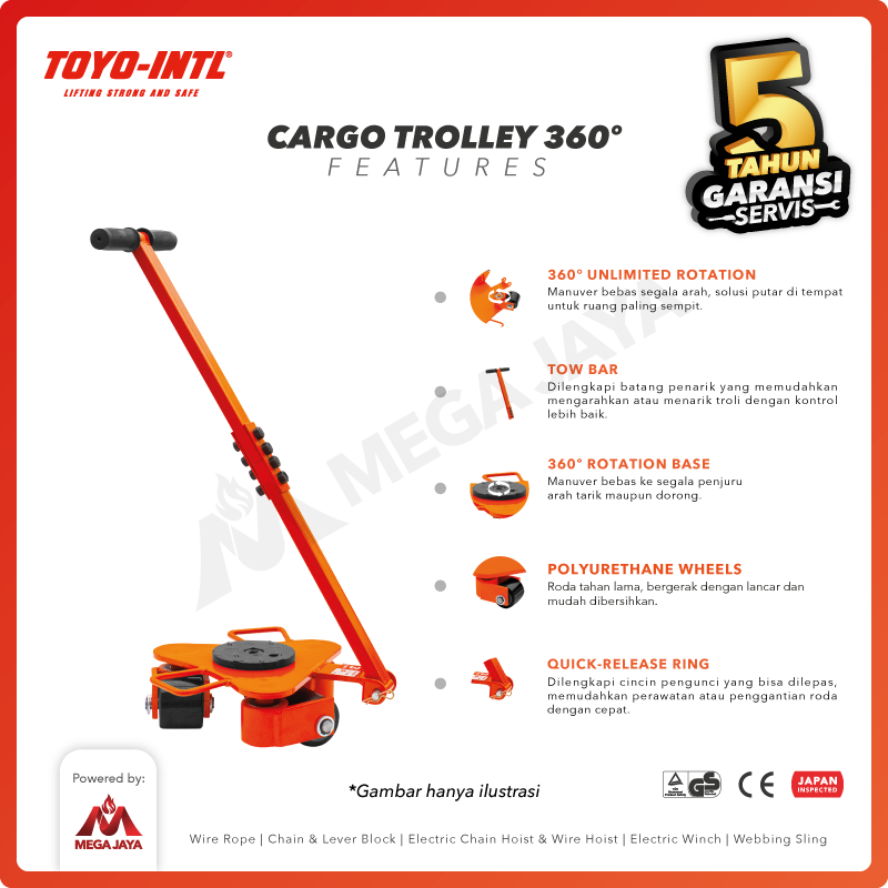 Cargo Trolley 360° / Dolly Skate Roller Tank 6 Ton TOYO-INTL