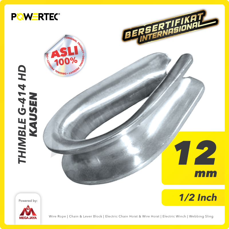 Thimble Wire Rope Kausen Sling G-414 HD 12mm - 1/2" POWERTEC