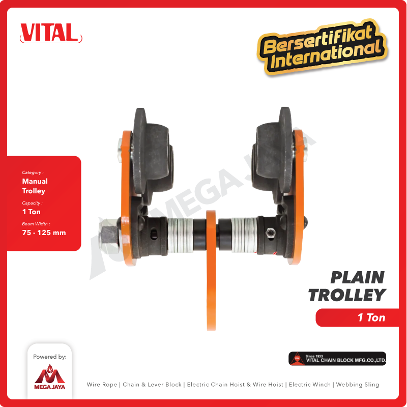 Plain Trolley / Manual Troli 1 Ton VITAL