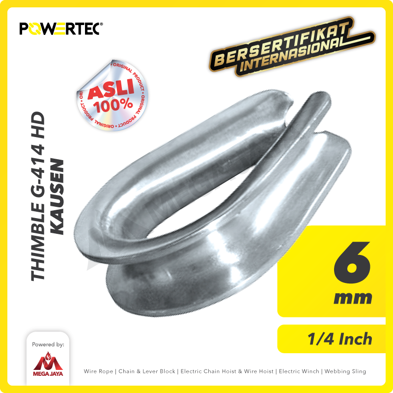 Thimble Wire Rope Kausen Sling G-414 HD 6mm - 1/4" POWERTEC