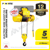 Electric Wire Rope Hoist 5 Ton  x 6 Meter 3 Phase CD-1 POWERTEC