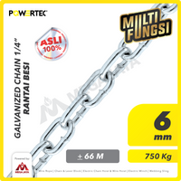 Rantai Besi Galvanis 1/4" - 6mm Galvanized Chain POWERTEC - Karung