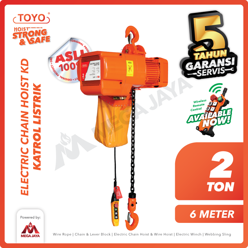 Electric Chain Hoist 2 Ton  x 6 Meter KD Series TOYO
