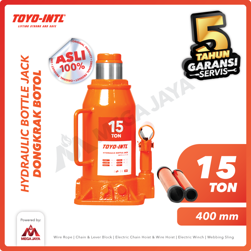 Hydraulic Bottle Jack / Dongkrak Botol 15 Ton TOYO