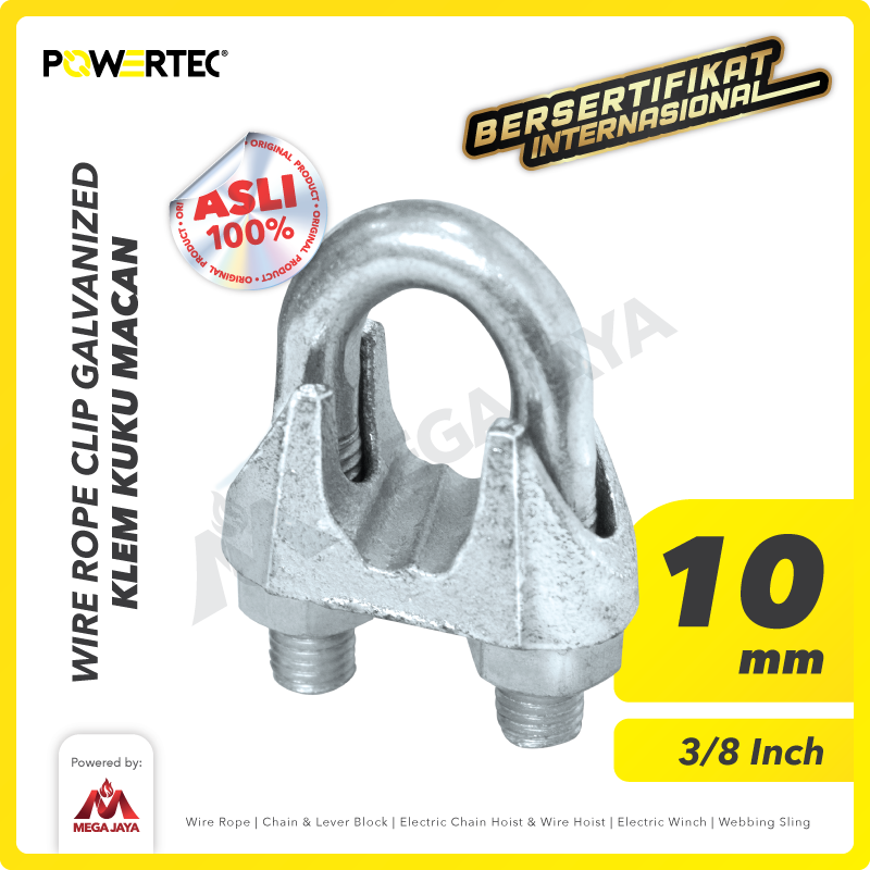 Wire Rope Clip / Klem Seling Kuku Macan Galv 10mm - 3/8" POWERTEC