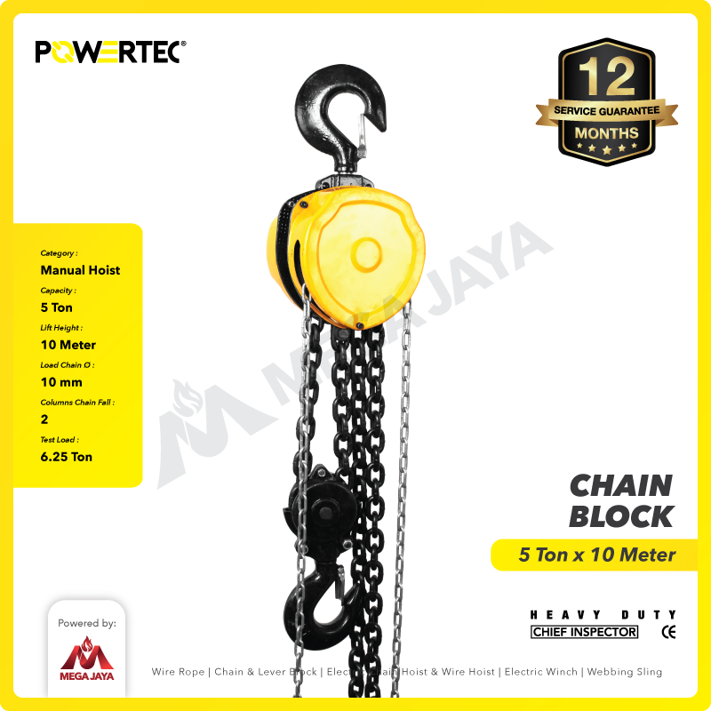 Chain Block / Takel 5 Ton x 10 Meter POWERTEC