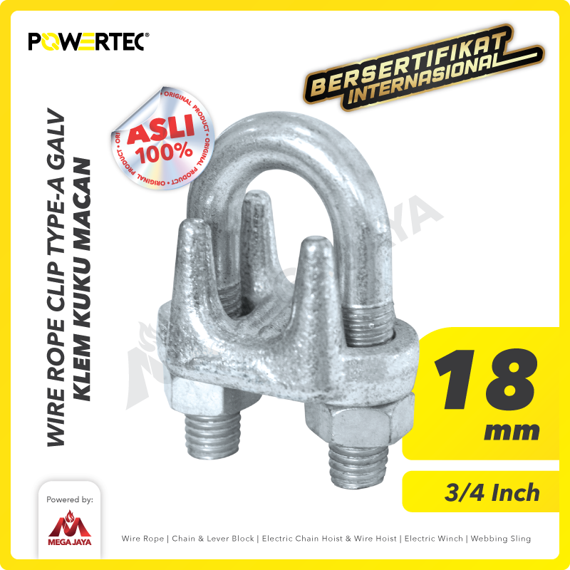 Wire Rope Clip / Klem Seling Kuku Macan Galv 18mm Bulldog POWERTEC