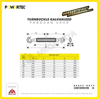 Turnbuckle / Jarum Keras Galv Hook & Eye M8 Span Skrup POWERTEC