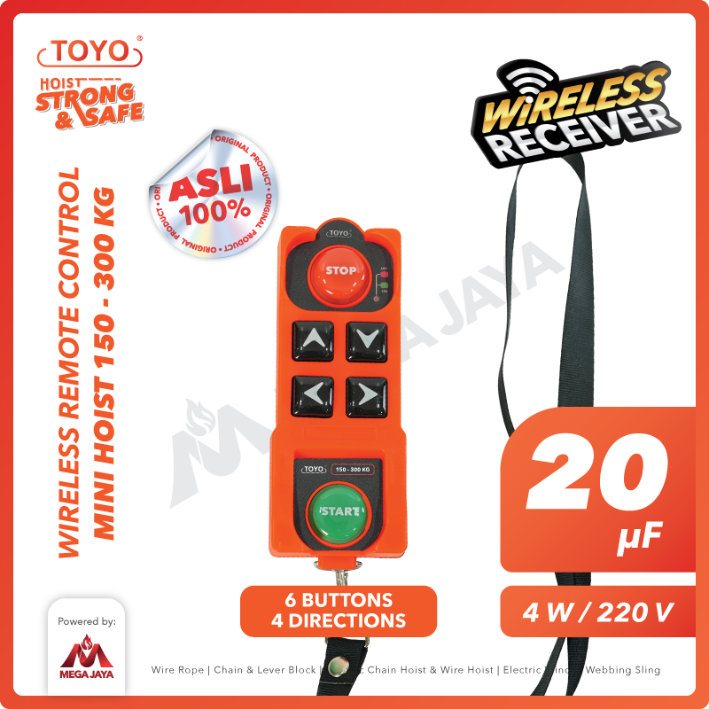 Wireless Remote Control Mini Hoist 220V 6 Button 4 Direction 20μF TOYO