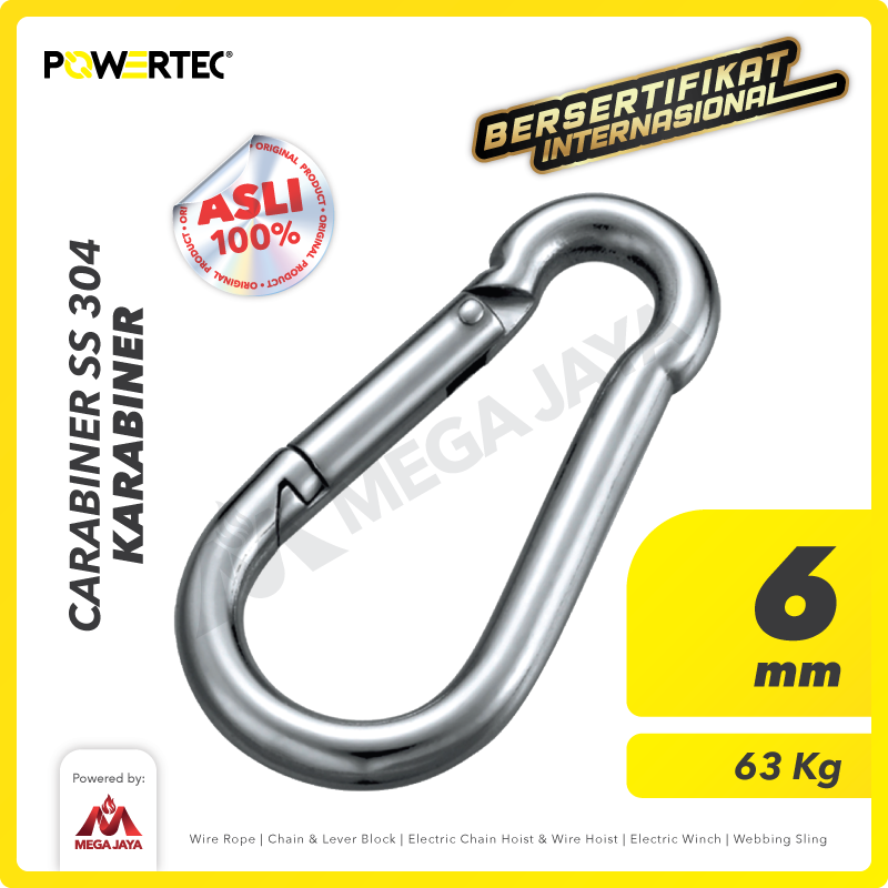 Carabiner / Karabiner SS 304 - 6mm POWERTEC