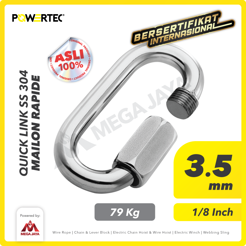 Quick Link / Mailon Rapide SS 3.5mm Screw Lock Climbing Gear POWERTEC