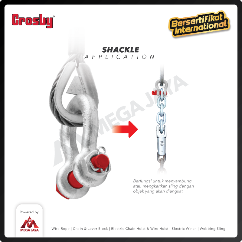 Bow Shackle Omega G2130 12 Ton - 1-1/4" CROSBY Segel Bolt Type