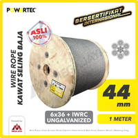 Wire Rope / Kawat Seling Baja 6x36 IWRC 44mm Ungalv POWERTEC - 1 Meter
