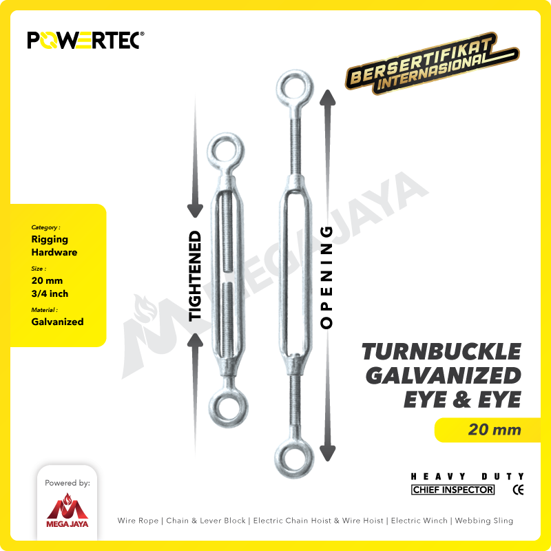Turnbuckle / Jarum Keras Galv Eye & Eye M20 Span Skrup POWERTEC