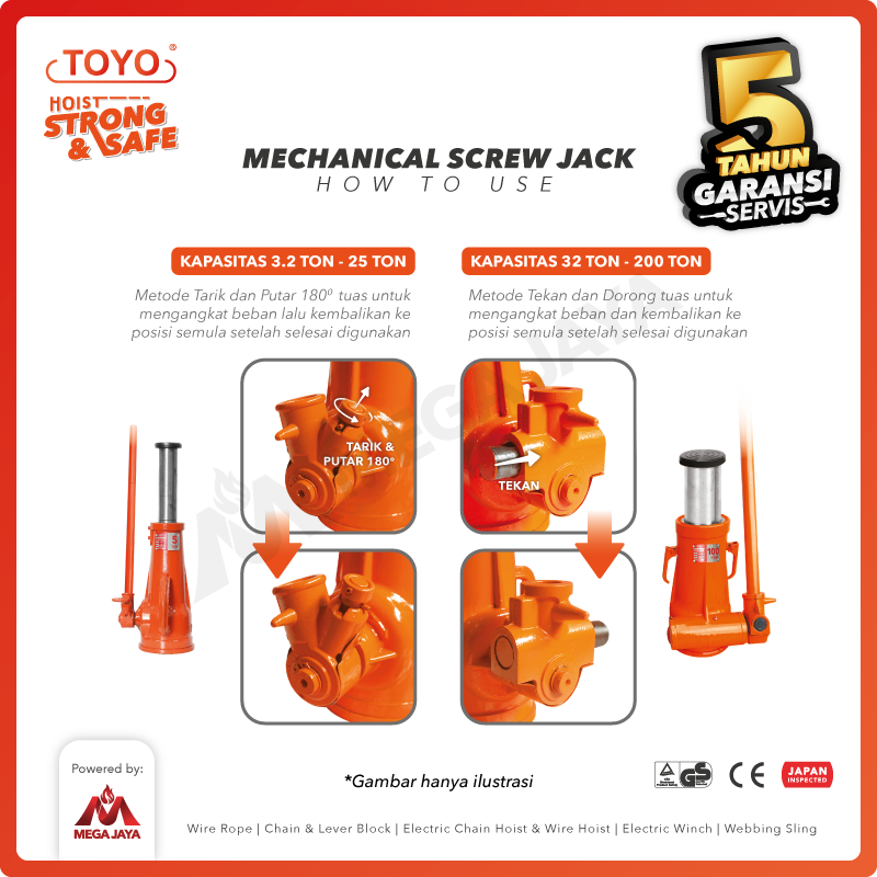 Screw Jack / Dongkrak Ulir Botol 10 Ton TOYO