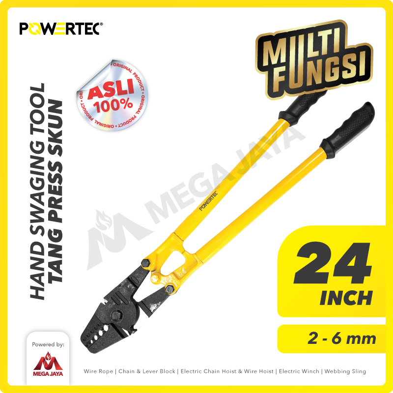 Tang Press Skun / Crimping Tools 24" 3mm-6mm Hand Swaging POWERTEC