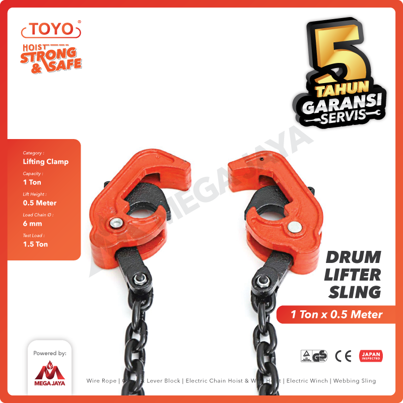 Drum Lifter / Pengangkut Drum Rantai 1 Ton x 0.5 Meter TOYO