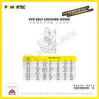 Eye Self-Locking Hook 16mm - 8 Ton POWERTEC