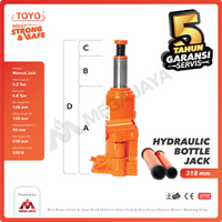 Hydraulic Bottle Jack / Dongkrak Botol 3.2 Ton TOYO