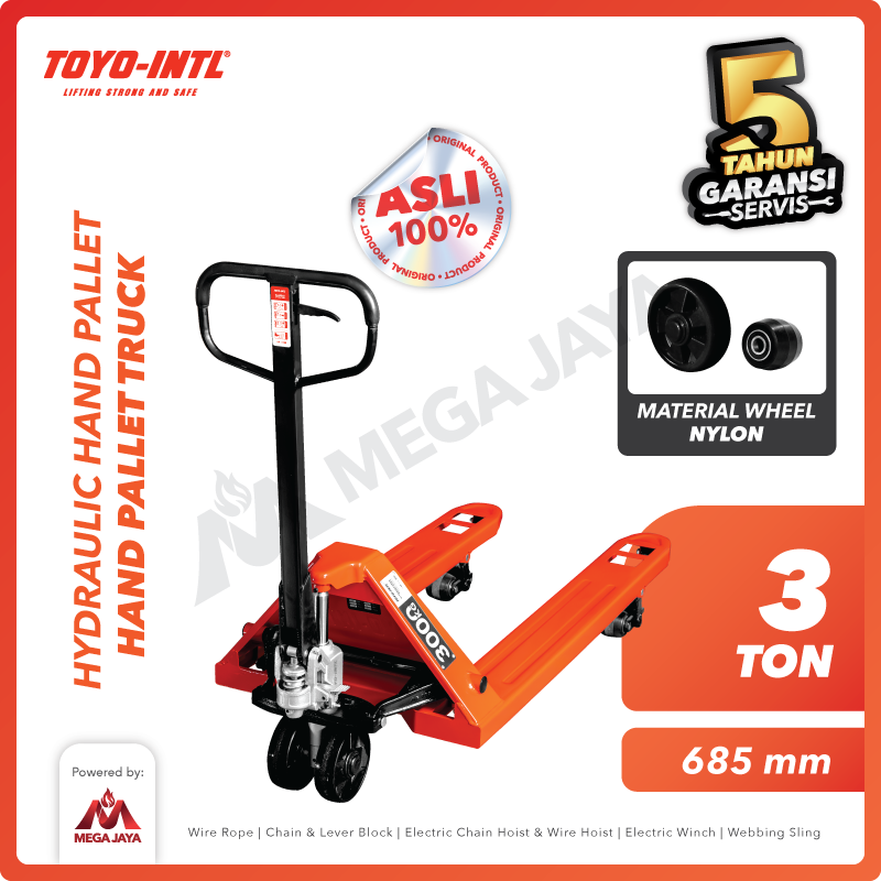 Hydraulic Hand Pallet Truck Trolley 3 Ton / 3000 Kg TOYO